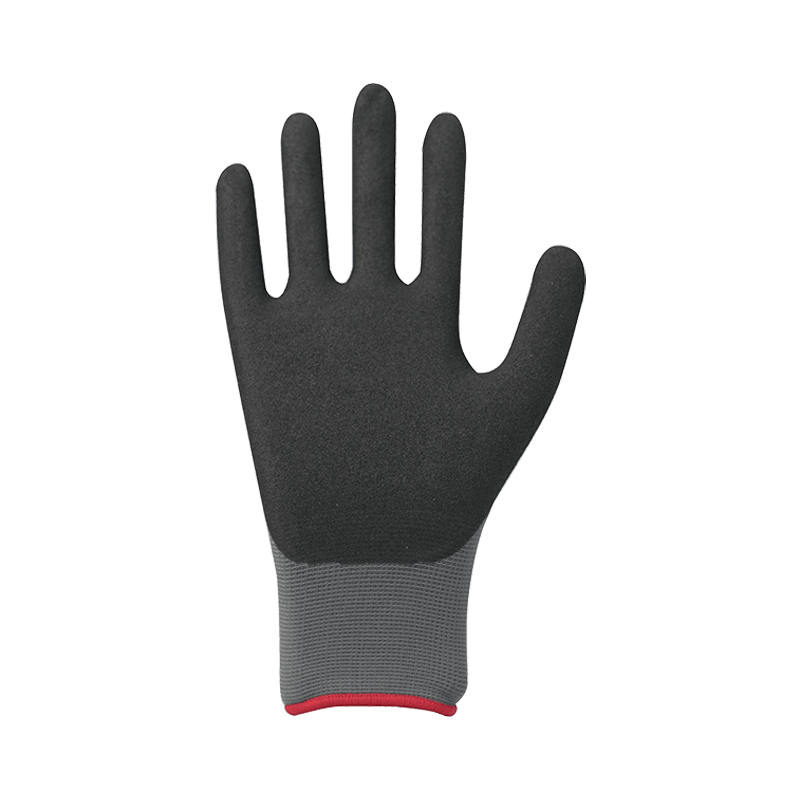 Doublure en nylon/élasthanne 15G avec revêtement en nitrile sableux, rembourrage en nitrile au dos