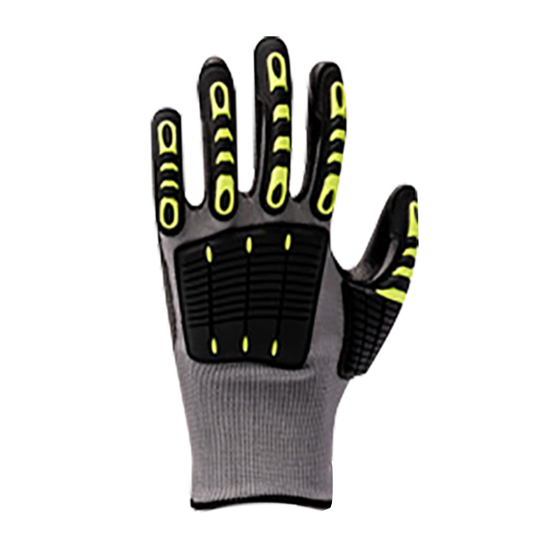 Doublure en HPPE/verre/fibre d'acier 13G avec revêtement en mousse de nitrile, PVC cousu au dos