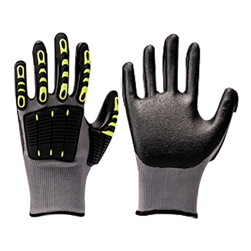 Doublure en HPPE/verre/fibre d'acier 13G avec revêtement en mousse de nitrile, PVC cousu au dos