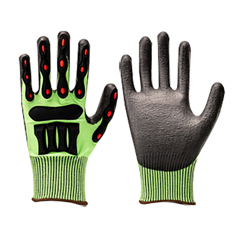 Doublure HPPE/fibre de verre 15G avec revêtement en mousse de nitrile, impact silicone sur le dos