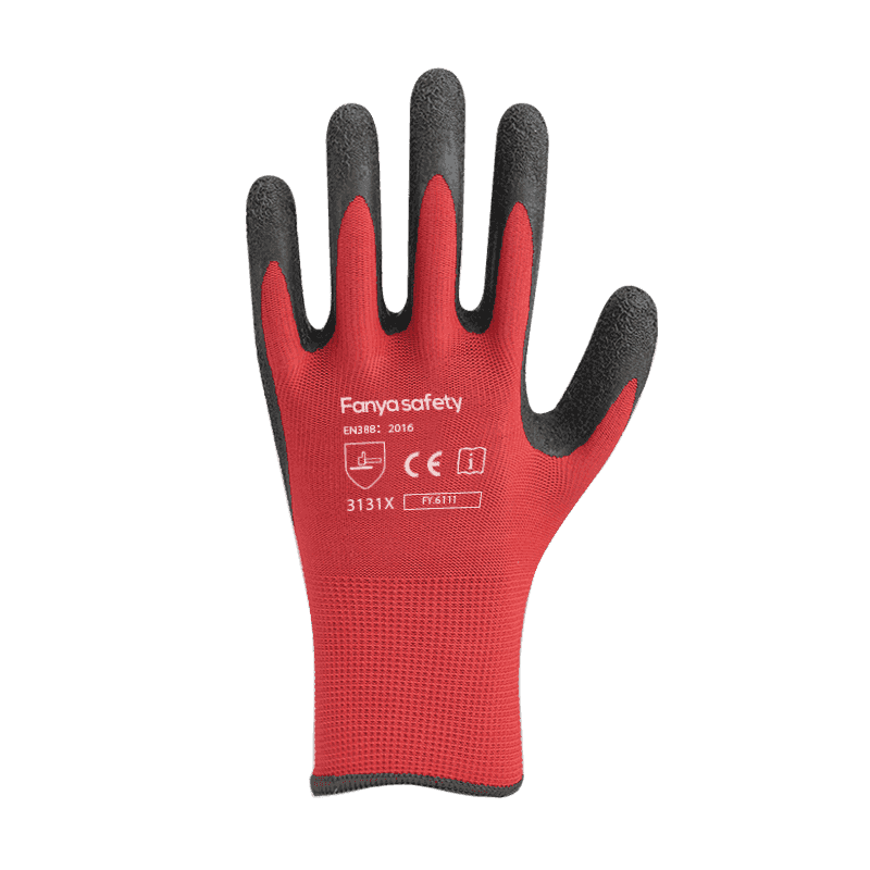Coque polyester 13G + 10 pinceaux acryliques avec revêtement latex 3/4