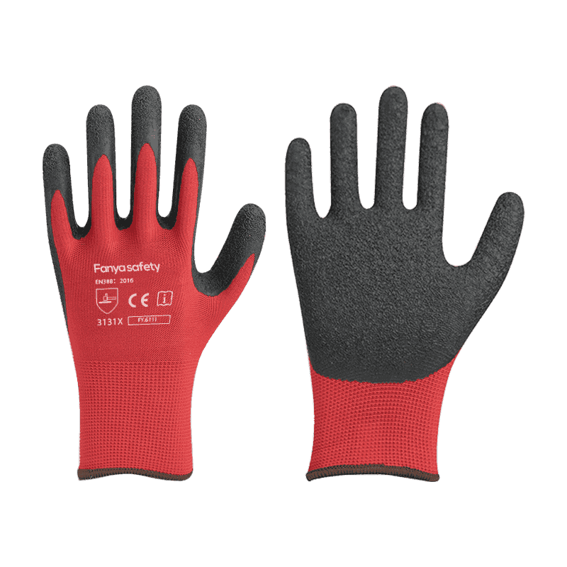 Coque polyester 13G + 10 pinceaux acryliques avec revêtement latex 3/4