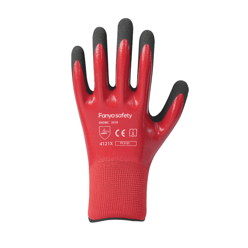 Doublure en polyester 13G avec double revêtement en nitrile sableux
