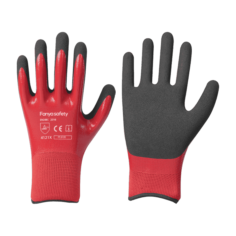 Doublure en polyester 13G avec double revêtement en nitrile sableux