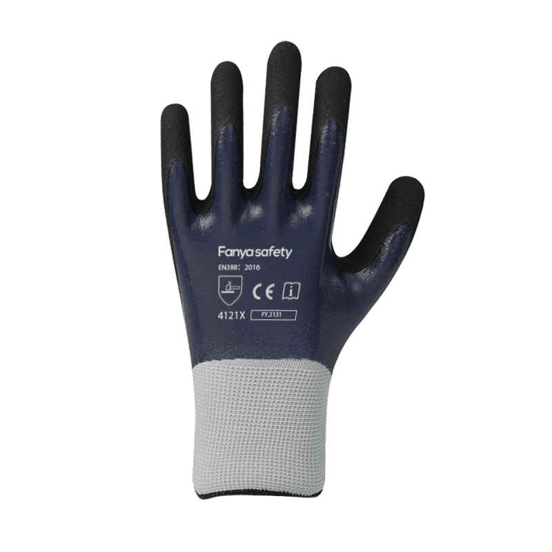 Doublure en polyester 13G avec double revêtement en nitrile sableux