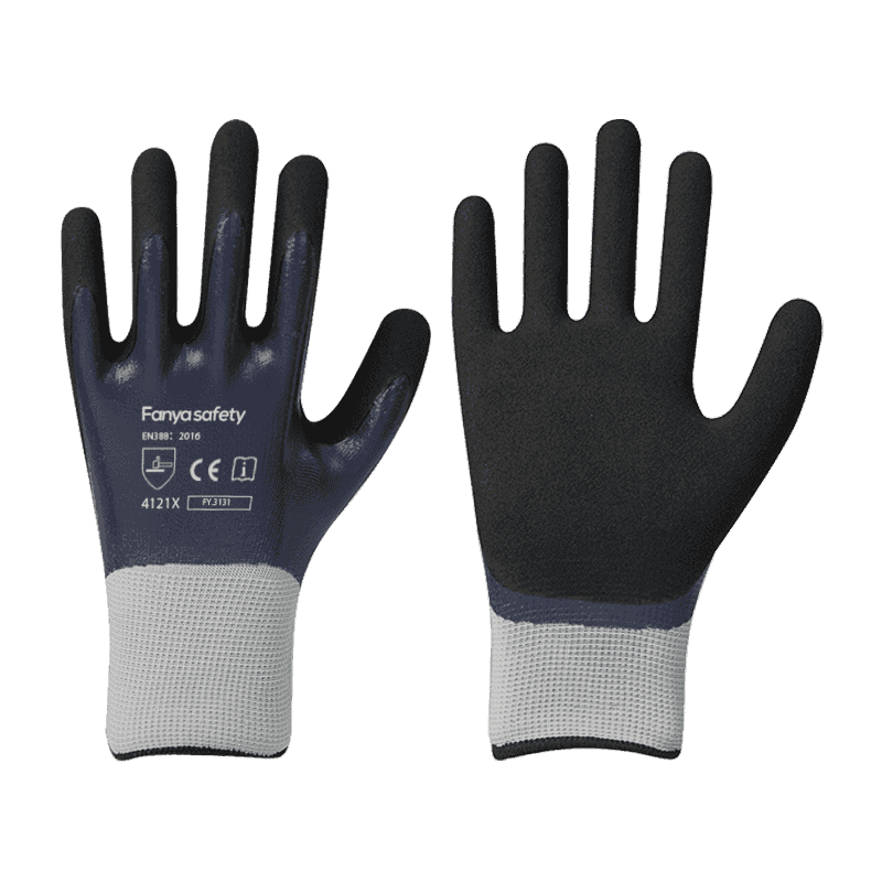 Doublure en polyester 13G avec double revêtement en nitrile sableux