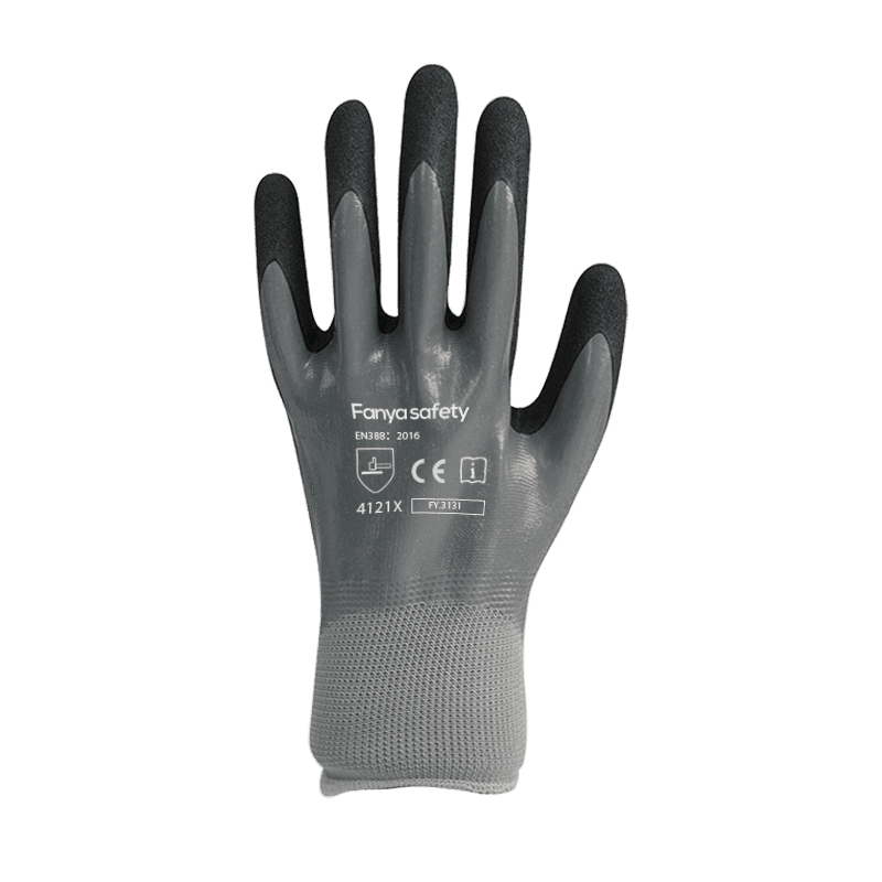 Doublure en polyester 13G avec double revêtement en nitrile sableux