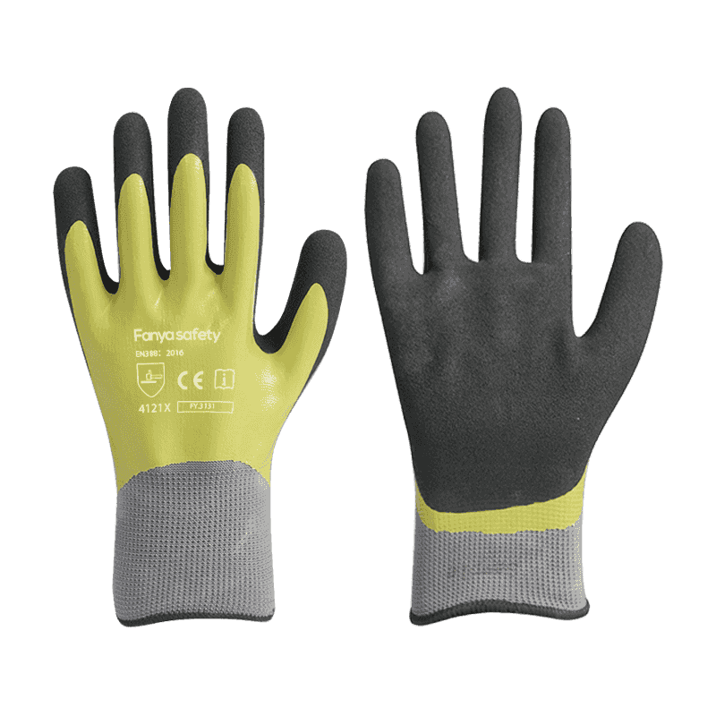 Doublure en polyester 13G avec double revêtement en nitrile sableux