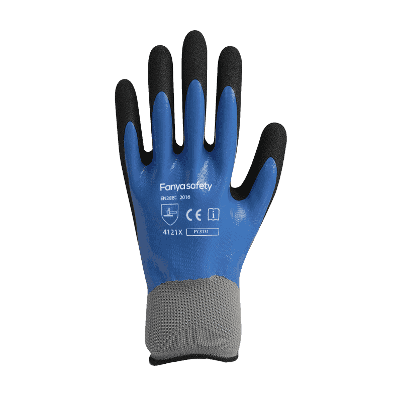 Doublure en polyester 13G avec double revêtement en nitrile sableux