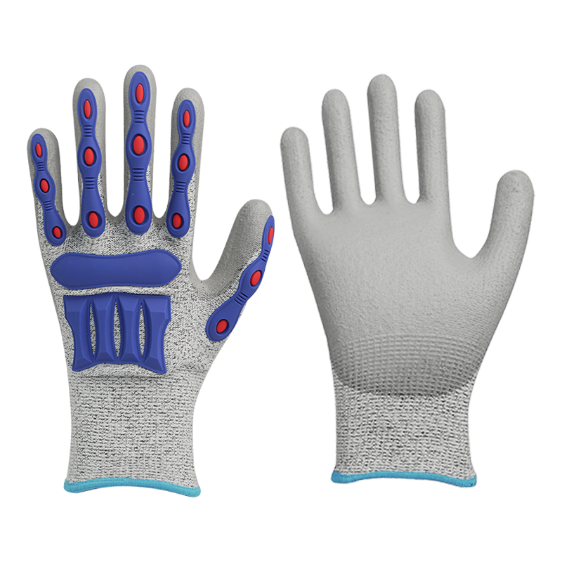 Doublure HPPE/fibre de verre 13G avec revêtement PU, couture PVC au dos