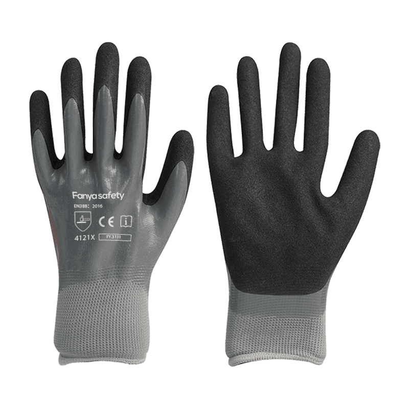 Doublure en polyester 13G avec double revêtement en nitrile sableux