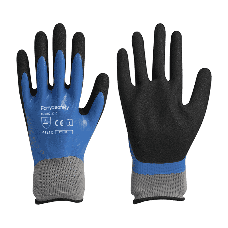 Doublure en polyester 13G avec double revêtement en nitrile sableux